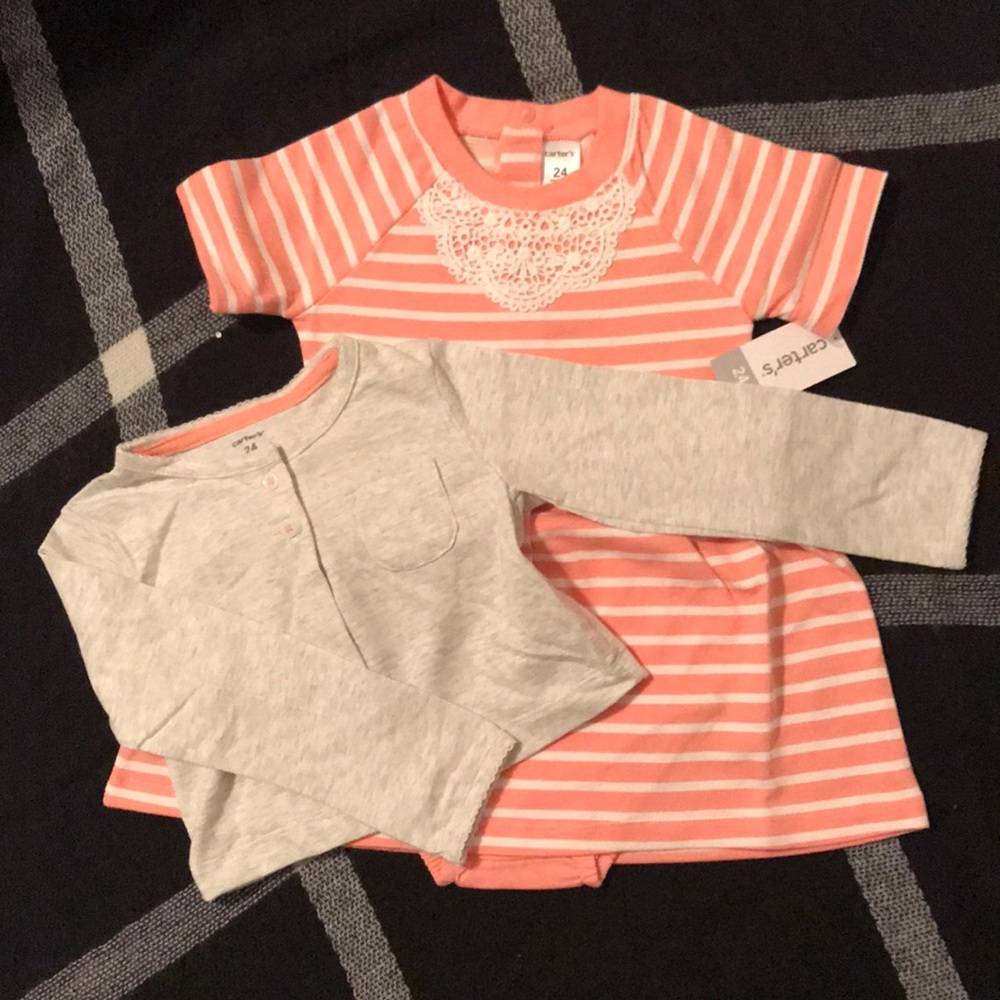 Carter’s pink striped dress set